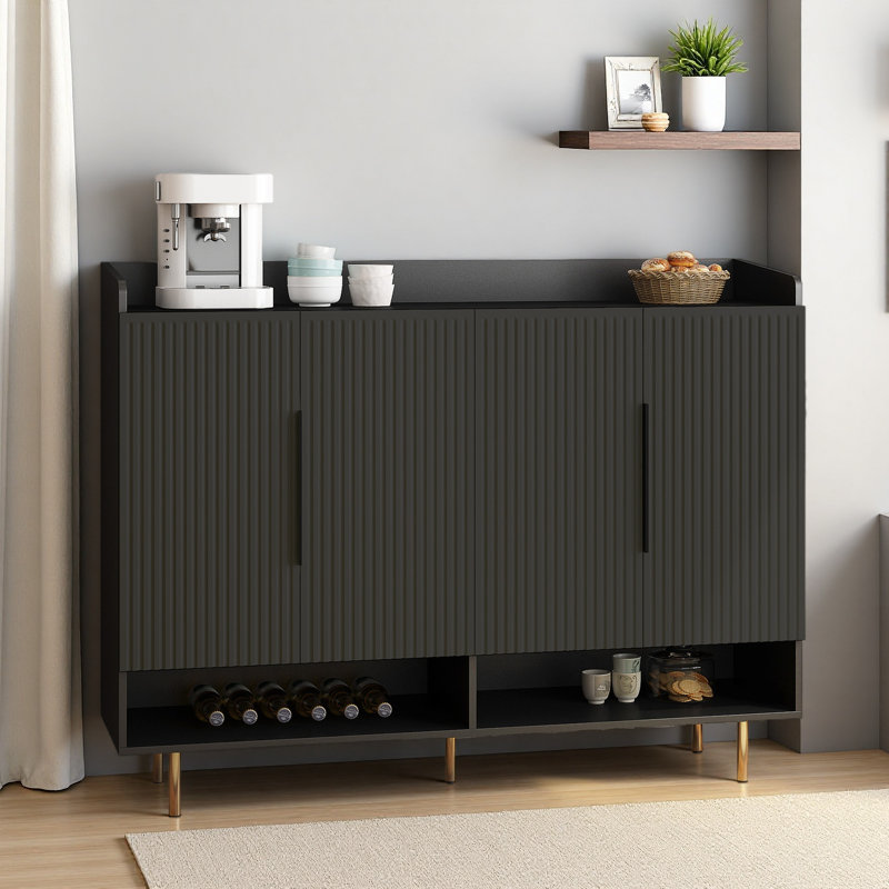 Buffet, armoire à chaussures avec 4 portes, grande armoire de rangement pour chaussures moderne avec tablettes réglables pour armoire à chaussures d'entrée