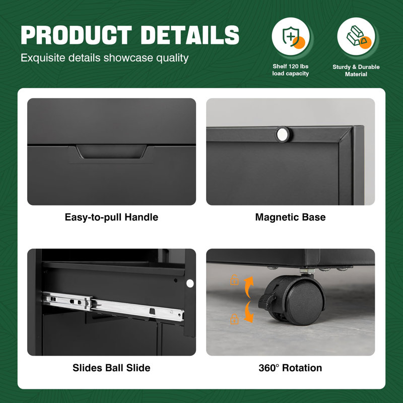 5 Drawer Storage Cabinet, Black