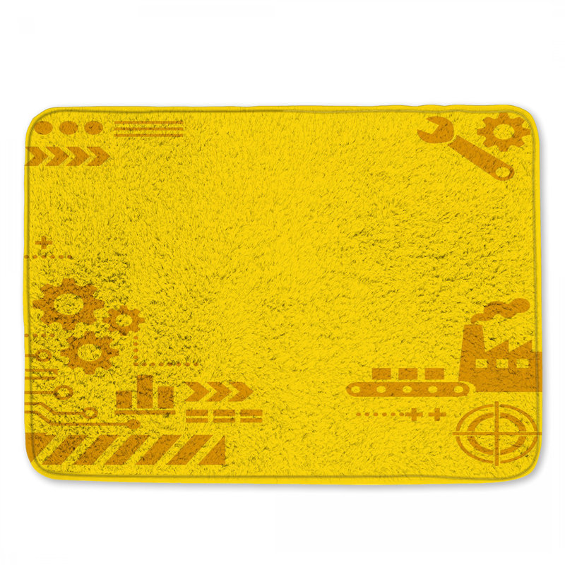 Tapis de bain jaune à fond industriel, 34in W x 21in L