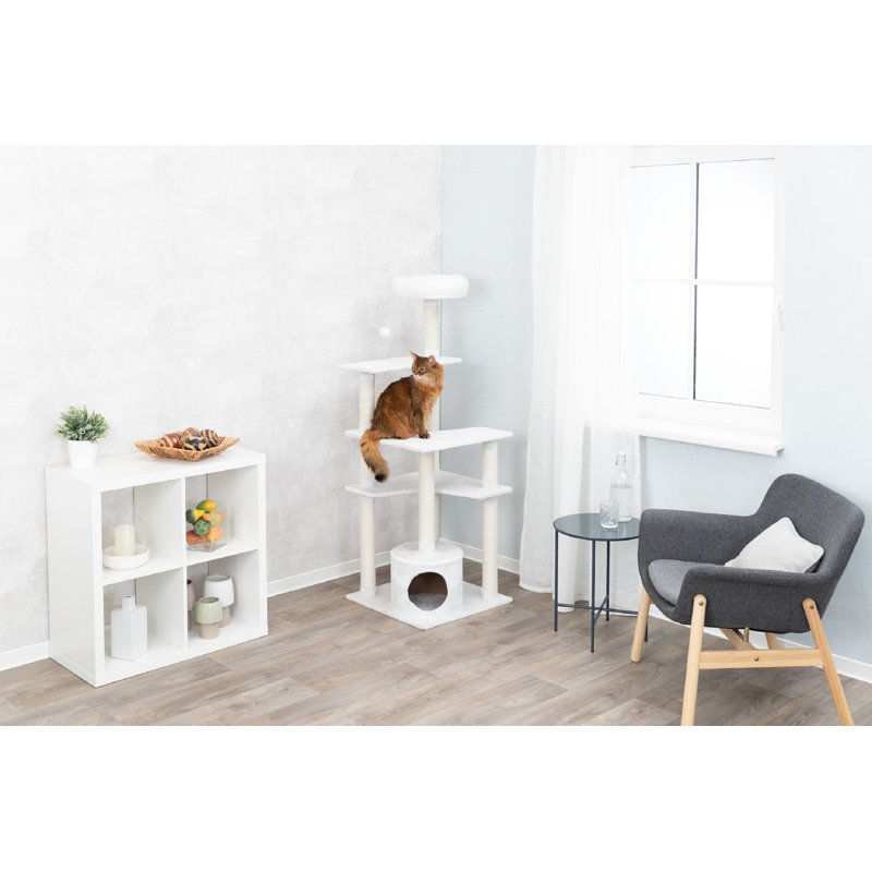 59" Cream Sisal and Wood Freestanding Cat Tree