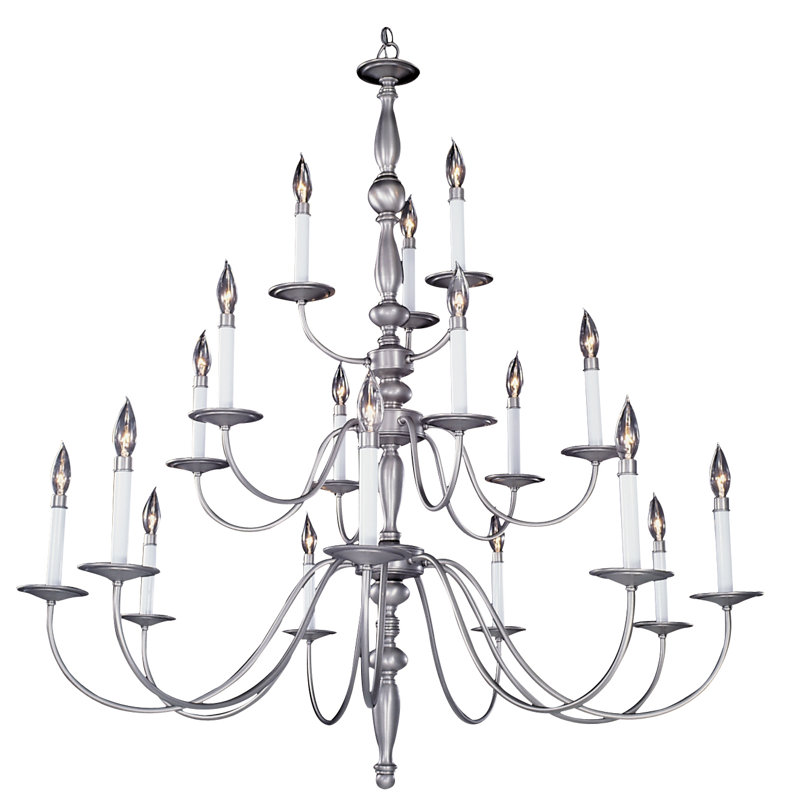 Goetz 18 - Light Dimmable Tiered Chandelier, Satin Pewter