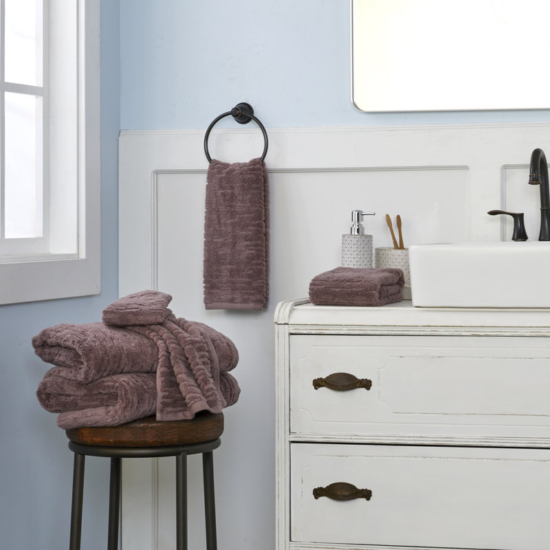 CLOUDSOFT Cotton Jacquard 2 Hand Towels, Plum