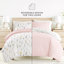 Ensemble de literie réversible 8 pièces - Housse de couette à motif, insert d'édredon et ensemble de draps unis-99311790-99311788