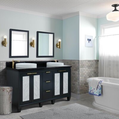 Schreck 61"" Double Bathroom Vanity Set with Mirror -  Rosdorf Park, 8CBCD647D88E4D66A9C3A25D580380EF