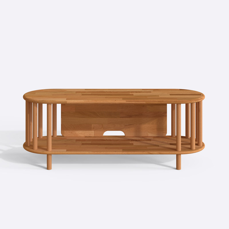 Milan Solid Wood TV Stand With Open Shelves, Minimalist Modern Media Console, 47.2"