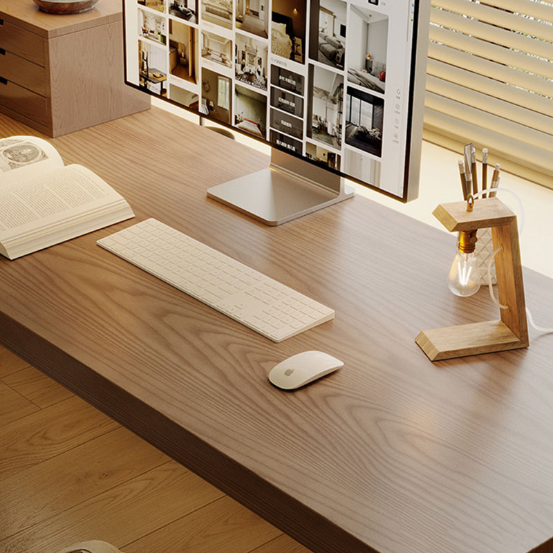Bureau rectangulaire en bois massif brun clair, H 29,53 po x l 86,61 po x P 23,62 po
