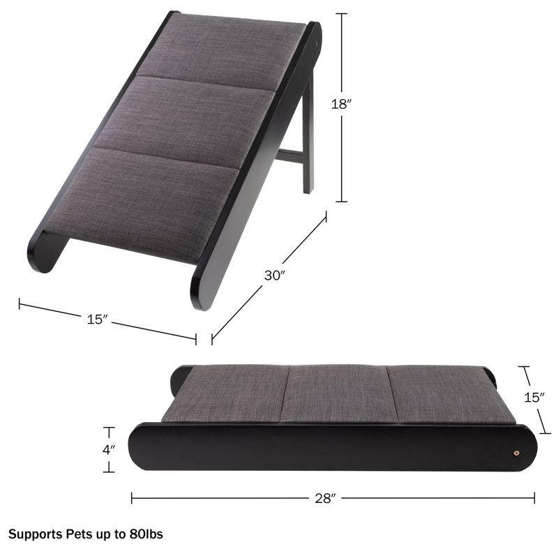 Rampe pliable en bois PETMAKER pour animaux de compagnie - Rampe portable et légère pour chiens, idéale pour les lits, les canapés et les véhicules, avec base antidérapante - 76 cm x 38 cm x 46 cm