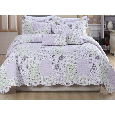 Vergas Polyester Patchwork Bedspread with Pillowcases