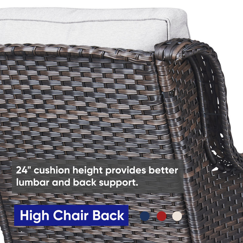Schutt 50" Wide Outdoor Wicker Loveseat With Cushions, Beige, Brown