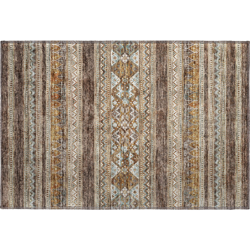 Premium Machine Washable Prisco Chocolate Rug, Rectangle 1'8" x 2'6"