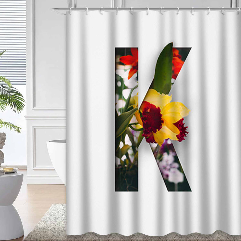 Rideau de douche à 12 crochets Roses, L 72 po x l 78 po