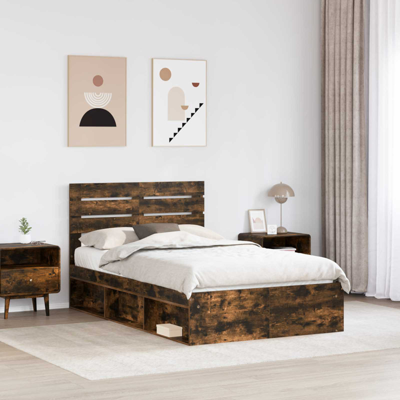 Solid Wood Bed, Smoked Oak, Double (4'6)