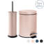 Harbour Housewares - 3L Round Bathroom Bin & Brush Set - Stainless Steel Bin & Cleaning Brush-185221752