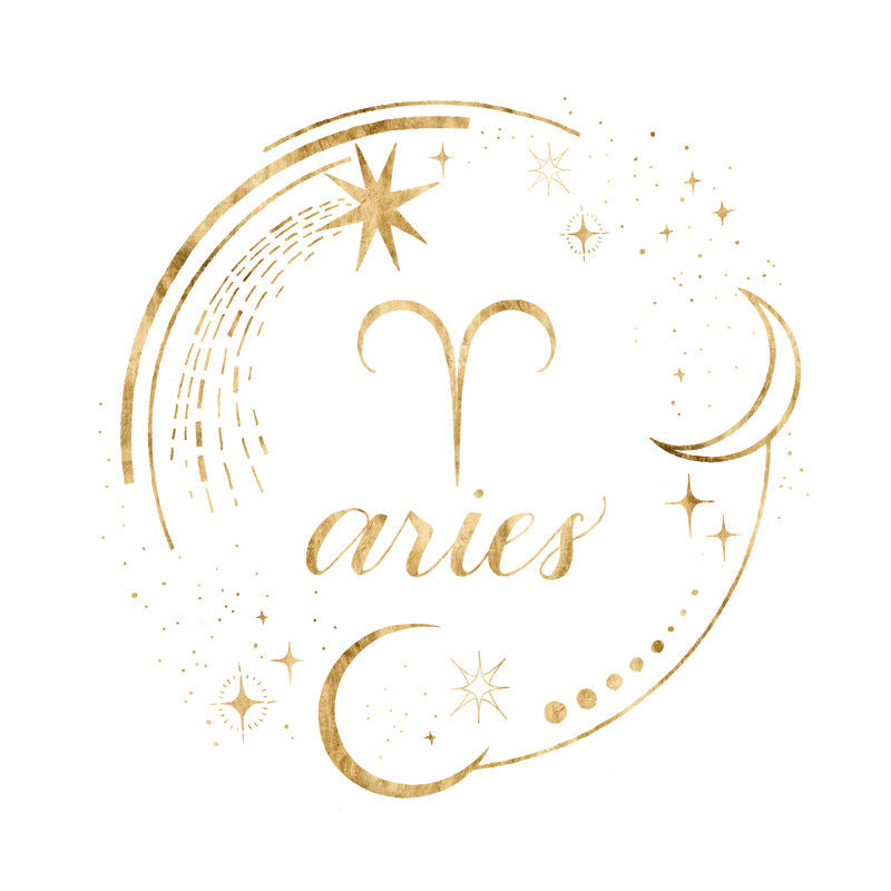 «Gilded Astrology I» par Grace Popp - art textuel sur toile tendue, H 12 po x l 12 po
