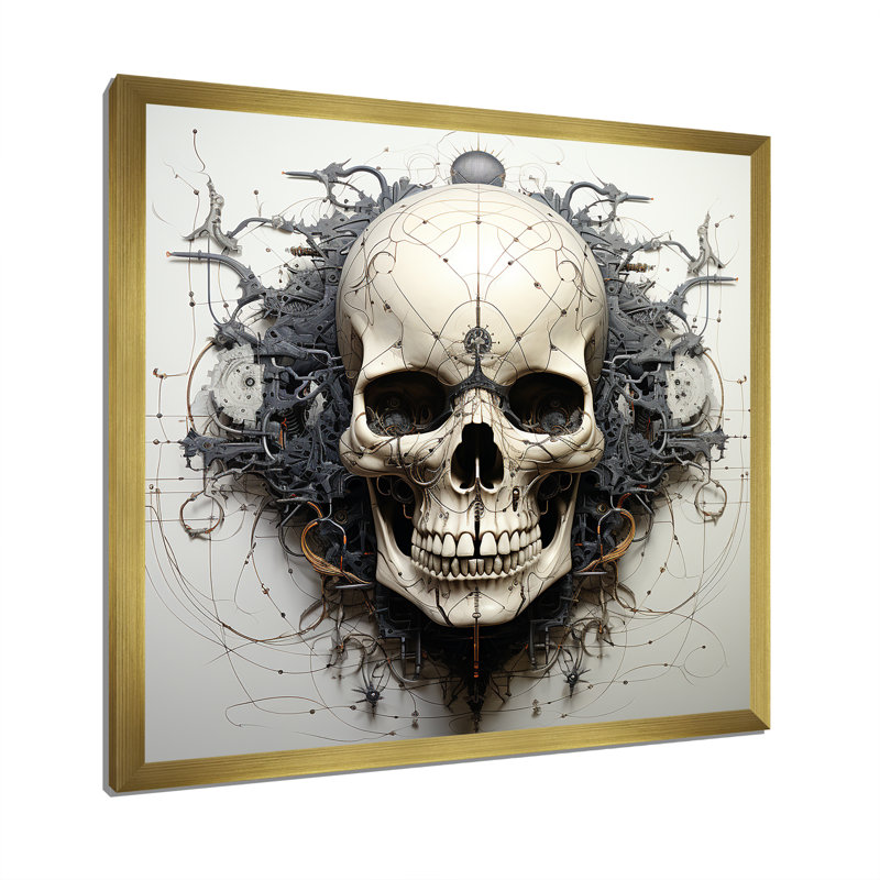 Art of the Skull II sur impression sur toile, Cadre doré simple, H 36 po x l 36 po x P 1,5 po
