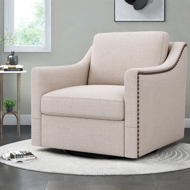 Chaises d'appoint pivotantes, lin en coton, chaise cloutée moderne pour la maison