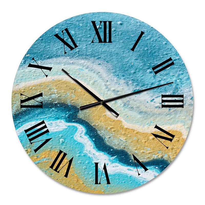 Composition abstraite en jaune et bleu VI - Horloge murale moderne, Surdimensionné