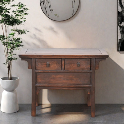 Console en bois massif de style Mid-Century