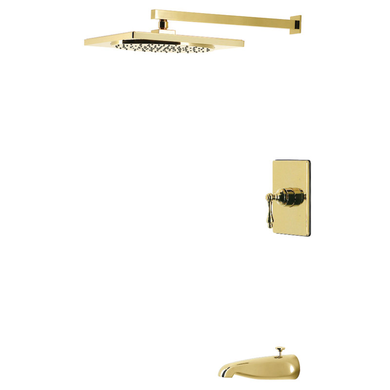 Robinet de baignoire et douche à pression équilibrée Kingston, Polished Brass