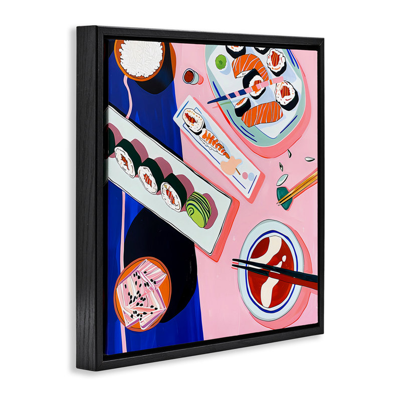 Cadre flottant vibrant avec plateau à sushi, design de Walker Noble, Cadre flottant noir de jais, H 18 po x l 18 po