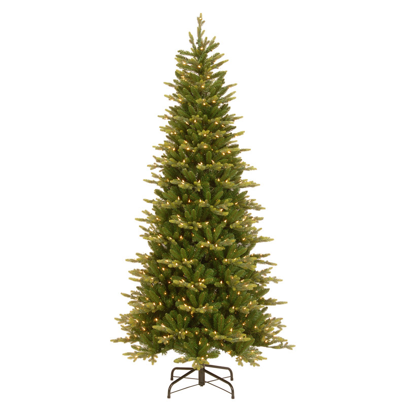 Glen Ridge Slim PowerConnect 90" Green Spruce Artificial Christmas Tree with 600 Clear Lights and Stand