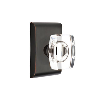 Ensemble de boutons d'intimité Emtek avec rosette Neos et bouton en verre Windsor