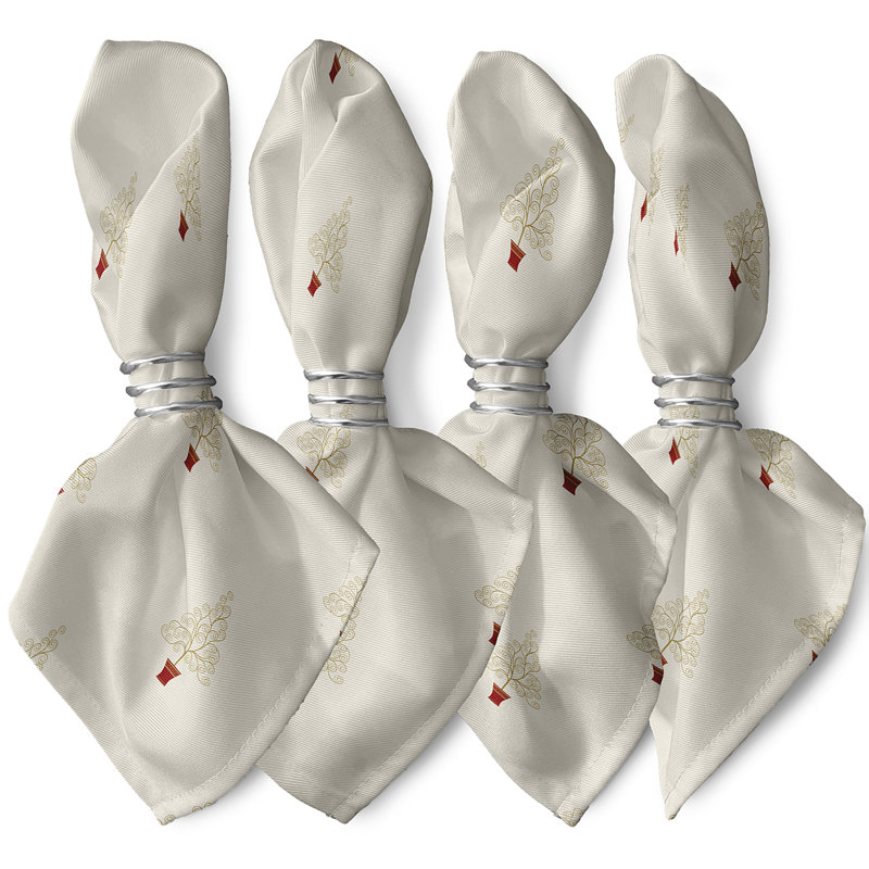 Chamise Polyester Patterned Napkins, Ivory