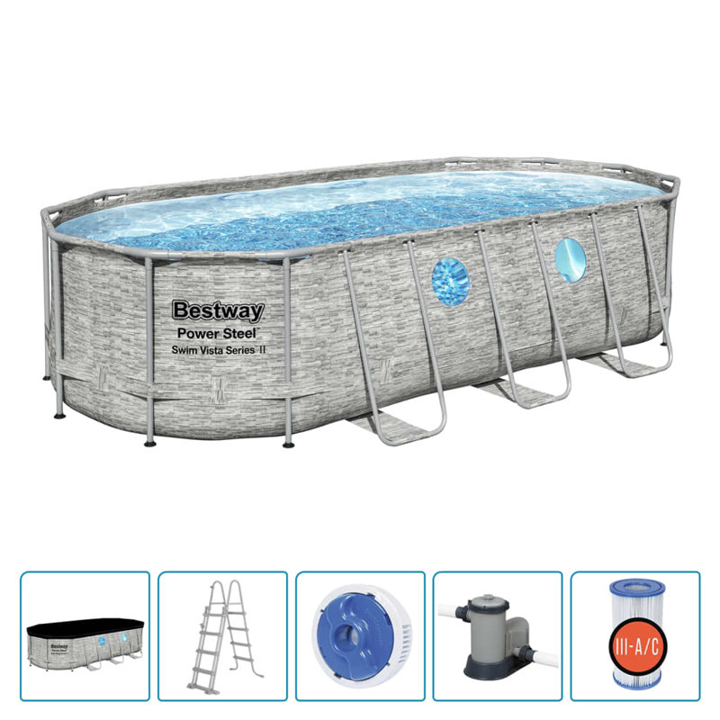 VidaXL Steel Hard Sided Pool, 216.1" L x 107.9" W x 48" H