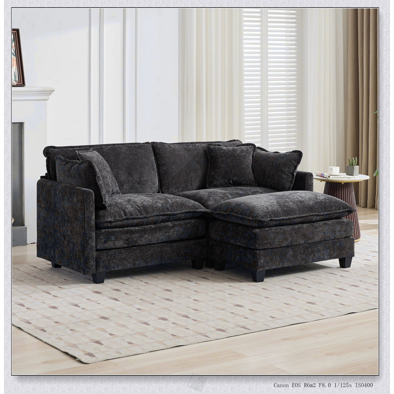 Causeuse Cloud Cloud, canapé modulaire moderne avec coussins rembourrés à double couche confortables, tissu chenille respirant pour le salon et la chambre à coucher