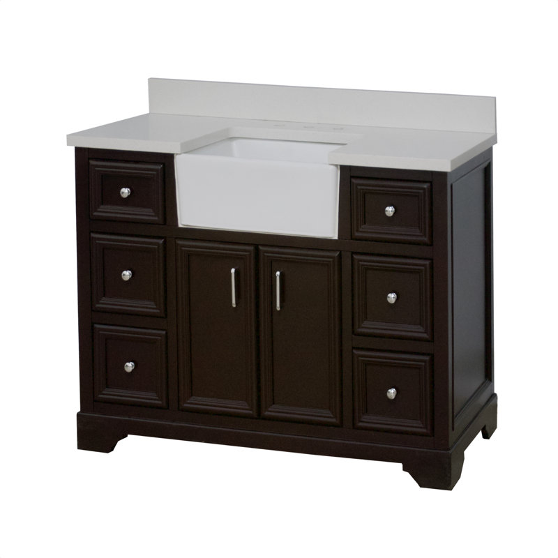 Ensemble de meuble-lavabo simple de 48 po Emiliano, Quartz, Chocolat