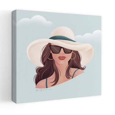 Fille de plage contemporaine II avec art bleu-brun