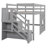 Twin Size Loft Bed With Storage Staircase And Playful Window In Gray - Solid Wood For Bedroom Fun Functional Fascinating-1876853897