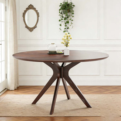 47.2" Solid Wood Round Dining Kitchen Table for 4-6 People