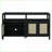 Sideboard with Push-to-Open Rattan Doors, Bohemian Black Storage Cabinet for Living/Dining Room | Solid Wood+MDF-200725514