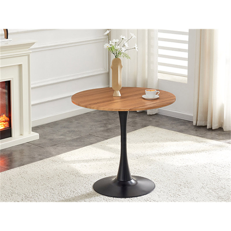 Table de salle à manger ronde, table tulipe ronde de 31,5 po avec plateau de table épaissi et piédestal en métal, table de bistro moderne Mid-Century pour la cuisine, les petits espaces, le salon et le café
