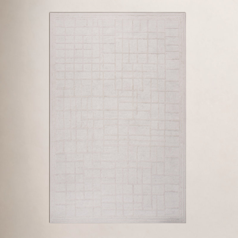 Tapis 100% laine touffeté à la main, Rectangle 7 pi 9 po x 9 pi 9 po