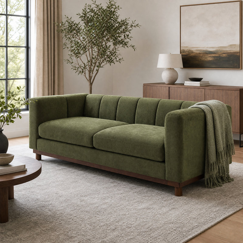 Élégant canapé de salon - causeuse moderne de 78,7 po avec siège profond et large, Dark Green