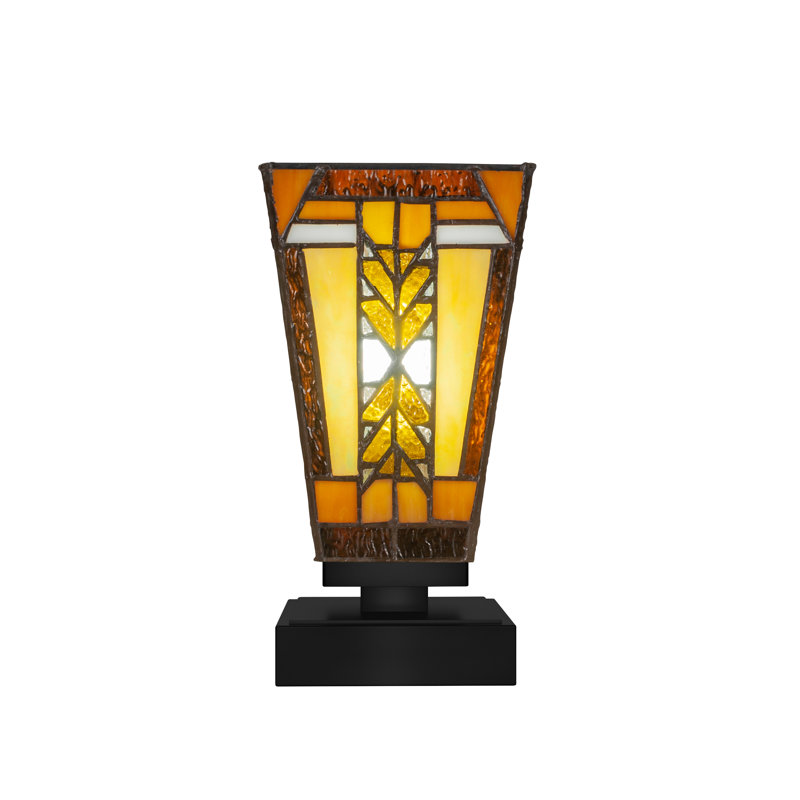 Nolic Accent Lamp With 5" Square Santa Cruz Art Glass, Matte Black