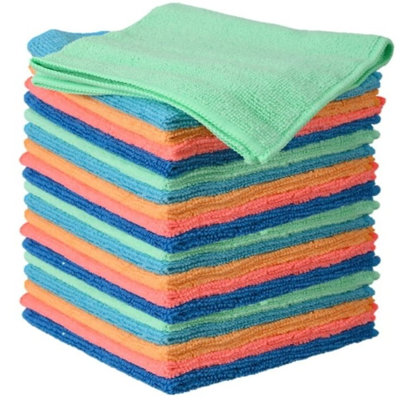 Chiffons de nettoyage en microfibre Superio avec code de couleur pour une organisation facile, 12 po x 12 po, chiffons ultra-doux, durables et polyvalents pour salle de bain, cuisine, fenêtres, meubles, électronique (multi), paquet de 20