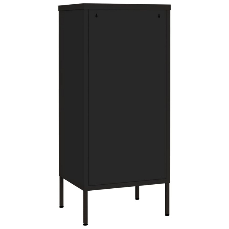 Armoire de rangement haute haute, 1 porte, 2 tablettes, acier noir mat moderne