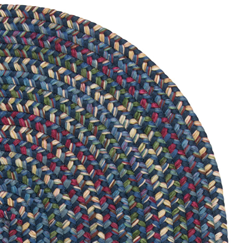 Tapis tressé bleu marine/vert Dollman, Ovale 10 pi x 13 pi