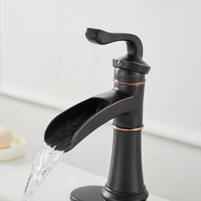 Single-Hole Single-handle Bathroom Faucet with Drain Assembly, Oil Rubber Bronze