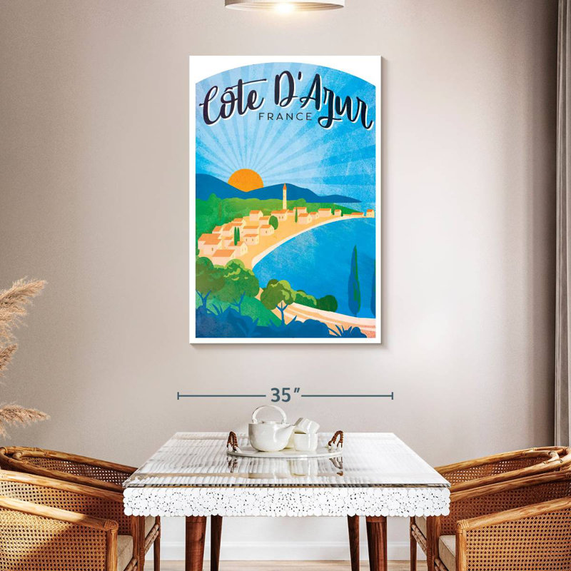 Affiche rétro Côte d'azur, H 48 po x l 32 po
