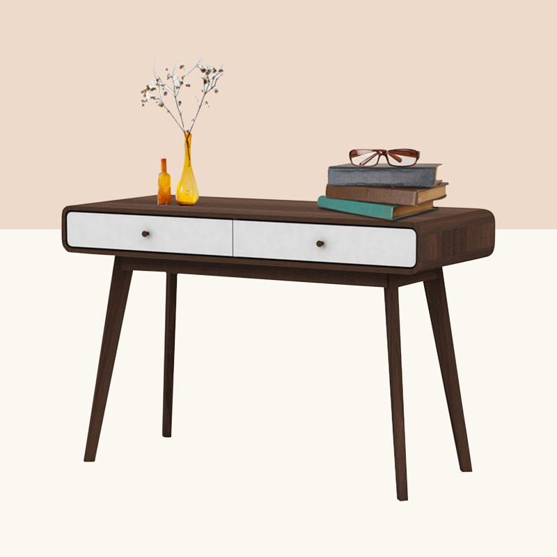 Justine Writing Desk, Walnut/White
