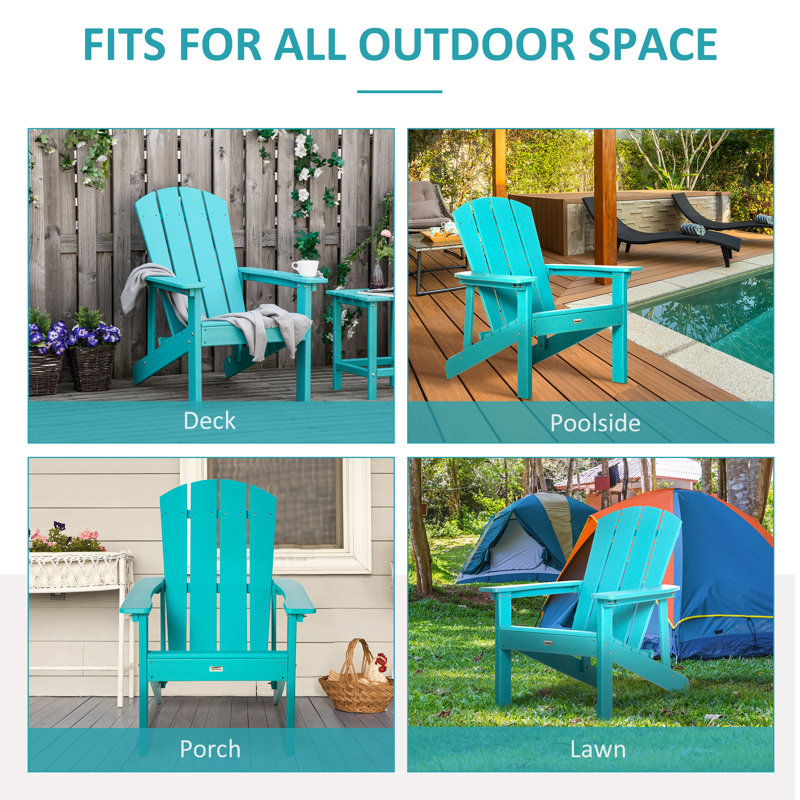 Turquoise HDPE Adirondack Chair with Wide Seat and High Back