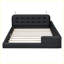 Lit plateforme tapissier moderne avec 2 lampes de lecture-955029167