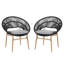 Chaise de salle à manger d'extérieur Style de 2, coussins gris, pieds à transfert thermique, stable pour rassembler les chaises selon la météo