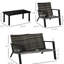 Ensemble de jardin 4 pièces comprenant 2 fauteuils et une table basse, sièges confortables pour la piscine, mobilier de patio noir idéal pour les réceptions dans le jardin.