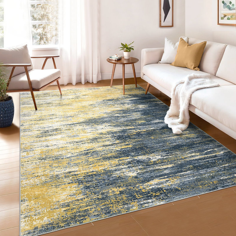 Abstract 200cm X 290cm Area Rug, Navy Blue, Rectangle 120 x 170 cm