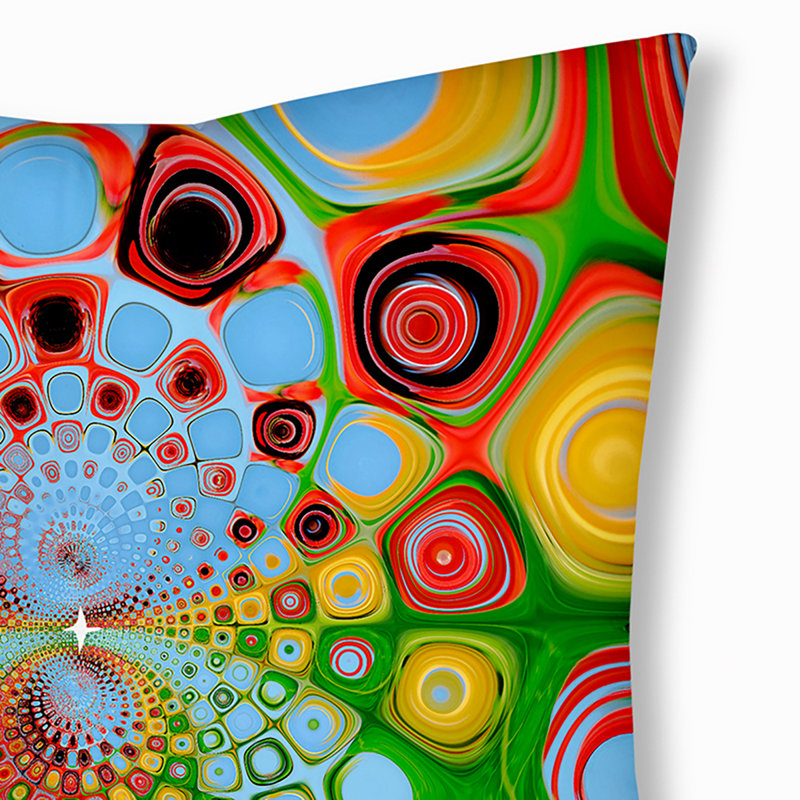 65_Oreiller de sol touffeté à motif de bulles bohémiennes et éclectiques, 26 po x 26 po